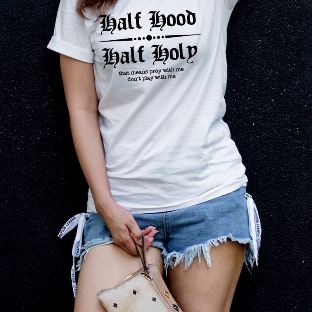 Half Hood Half Holy Grafic Tee